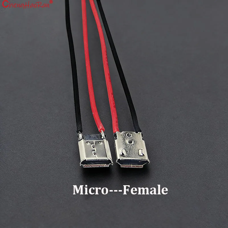 ChengHaoRan 2/5/10/20PCS 2Pin 마이크로 타입 C 남성 여성 잭 용접 와이어 남성 커넥터 스트레이트 휴대 전화 충전 포트 용