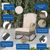 3-Piece Outdoor Furniture Set, Patio Conversation Chair, Wicker Cushioned Patio Rocker with Side Table for Porch, Garden, Poolsi 4