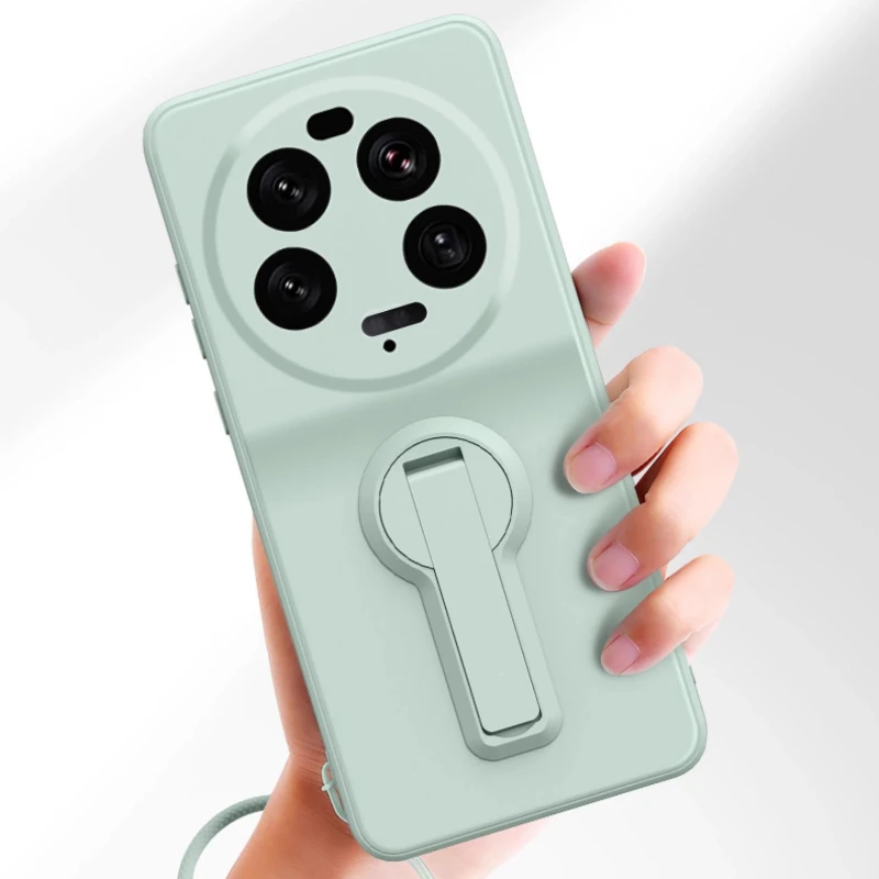 Soft Shockproof Liquid Silicone Lanyard Phone Case with Stand Function