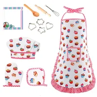 Tablier de cuisine pour enfants, gants, ensemble de chapeaux, rose, pâques, Halloween, Chef d'enfant, outil de cuisson, jouets de maison de jeu, 4/11 pièces 4