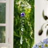 Metal Spiral Crystal Ball Hanging Wind Chime Glass Double Bead Pendant Home Wedding Outdoor Garden Decoration Yard Bird Repeller 3