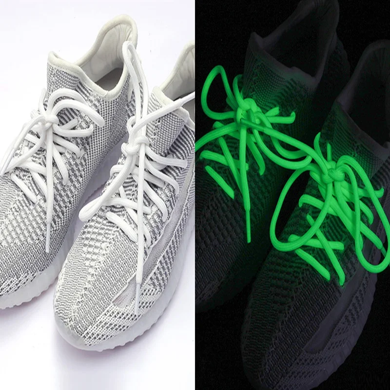 1pair Luminous Shoelaces Round Sports Canvas Glow in Dark Night Color Fluorescent Woman Man