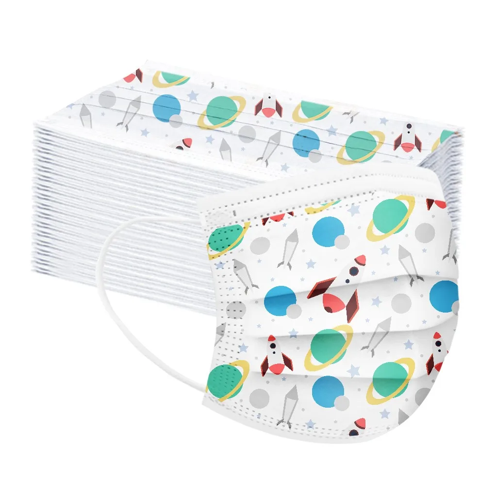 Print Children'S Mask Disposable Face Mask Industrial 3 Ply Ear Loop 10pc Cubre Bocas Desechables Disposable Mouths Covers 6