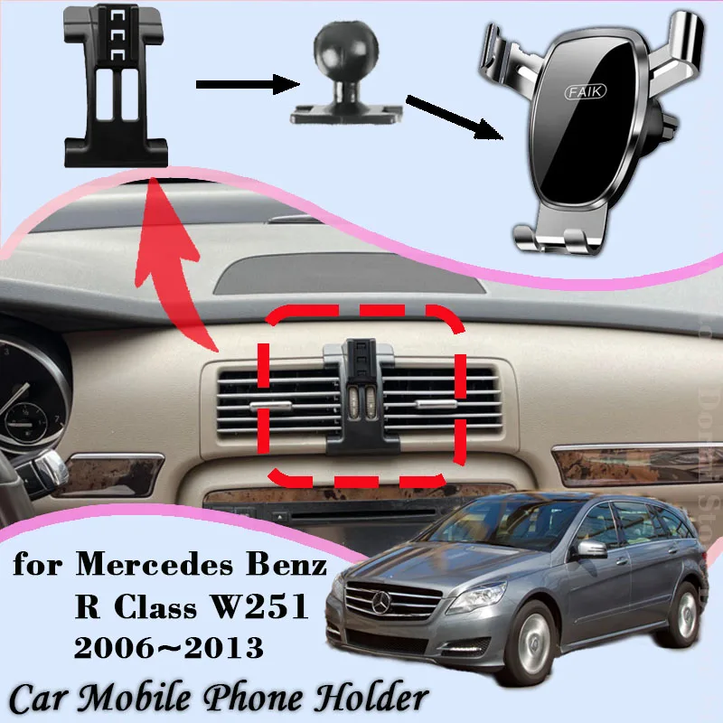 

Car Mobile Phone Holder For Mercedes Benz R Class W251 2006~2013 360 Degree Rotating Special Mount Support Sticker Accessories