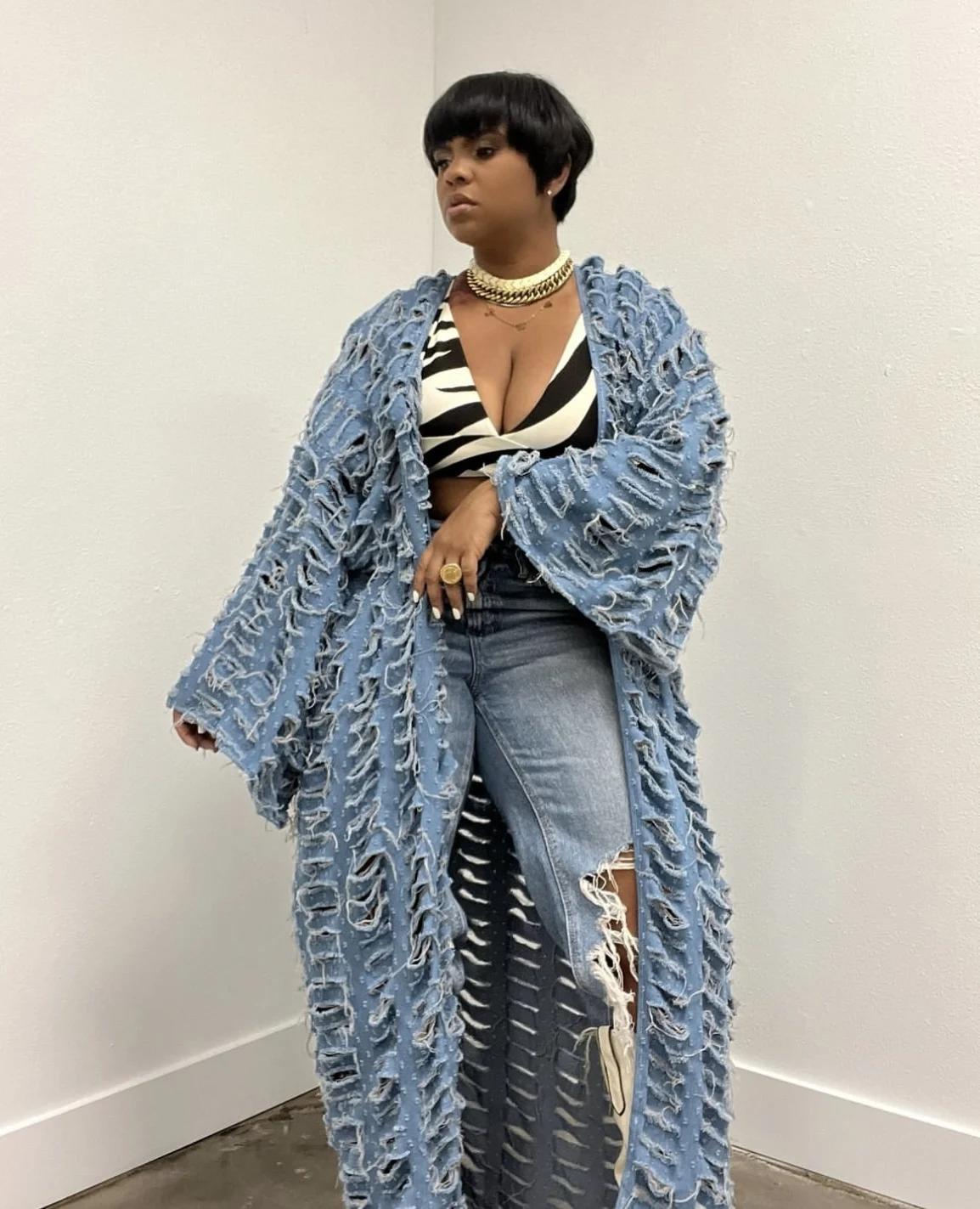 African Fashion Cardigans For Women Autumn Spring Denim Long Down Coat Swimwear Long Kimonos