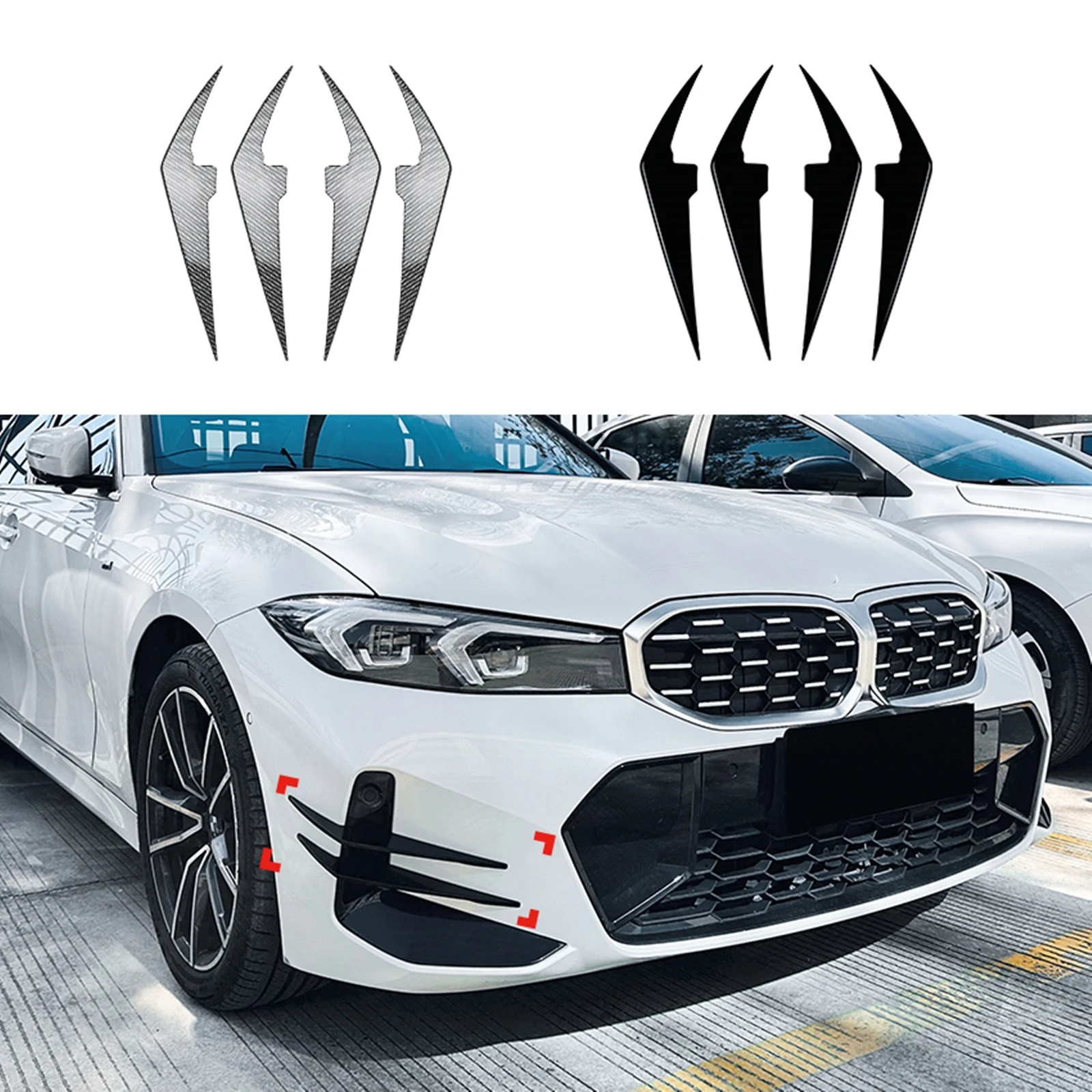 Paraurti Anteriore Side Air Vent Cover Trim Per Bmw Serie 3 G20 G21 Lci M Sport 330I M340I 2023-2024 Labbro Splitter Telaio Di Aspirazione Inferiore