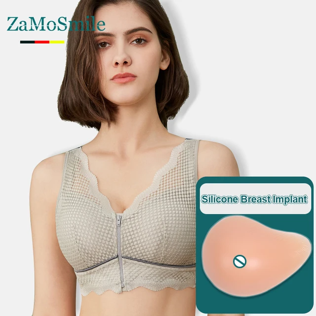Green Blue skin Tone Bra Post Mastectomy Medical Bra Latex Breast Implant  Bra Cotton Unwired Open Silicone Fake Breast - AliExpress