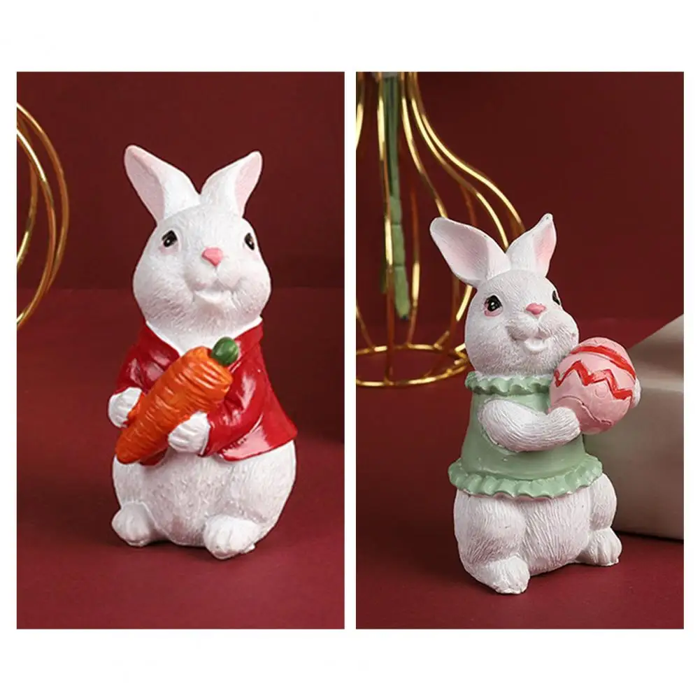 

Doll House Statue Easter Bunny Resin Statue Adorable Rabbit Figure Desktop Decoration Model Toy Landscape Ornament Bunny Statue