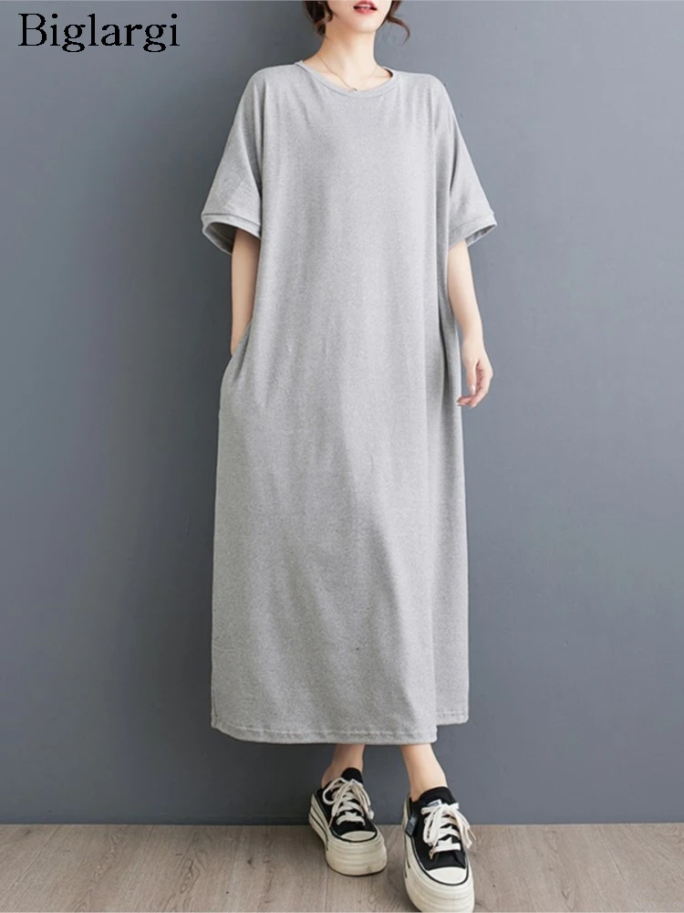 

Oversized Summer Long T-Shirts Dress Women Loose Ruffle Fashion Short Sleeve Ladies Dresses Casual Woman A-Line Dress