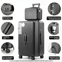 Valise épaisse de très grande capacité, ensemble ABS + PC, boîtier de chariot, Interface de chargement USB, roues universelles, bagages 5