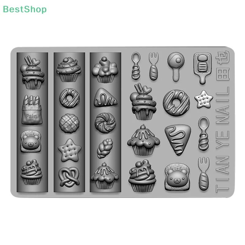 ?? 3D 실리콘 네일 아트 몰드 케이크 아이스크림 스낵 패턴 디자인 네일 장식 투명 매니큐어 템플릿