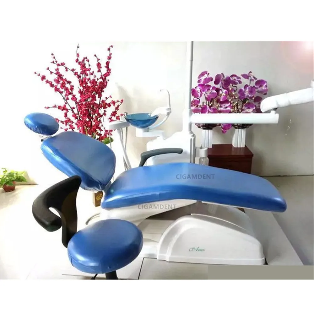 치과 유닛 검진 의자 커버 PU 가죽 시트 슬리브 의자 부품 보호대 치과 의자 쿠션 방수 녹색 보라색 파란색