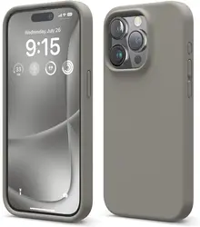 Premium Liquid Silicone Shockproof Protective Phone Case with Microfiber Lining - iPhone 15 Pro Max (GRAY)