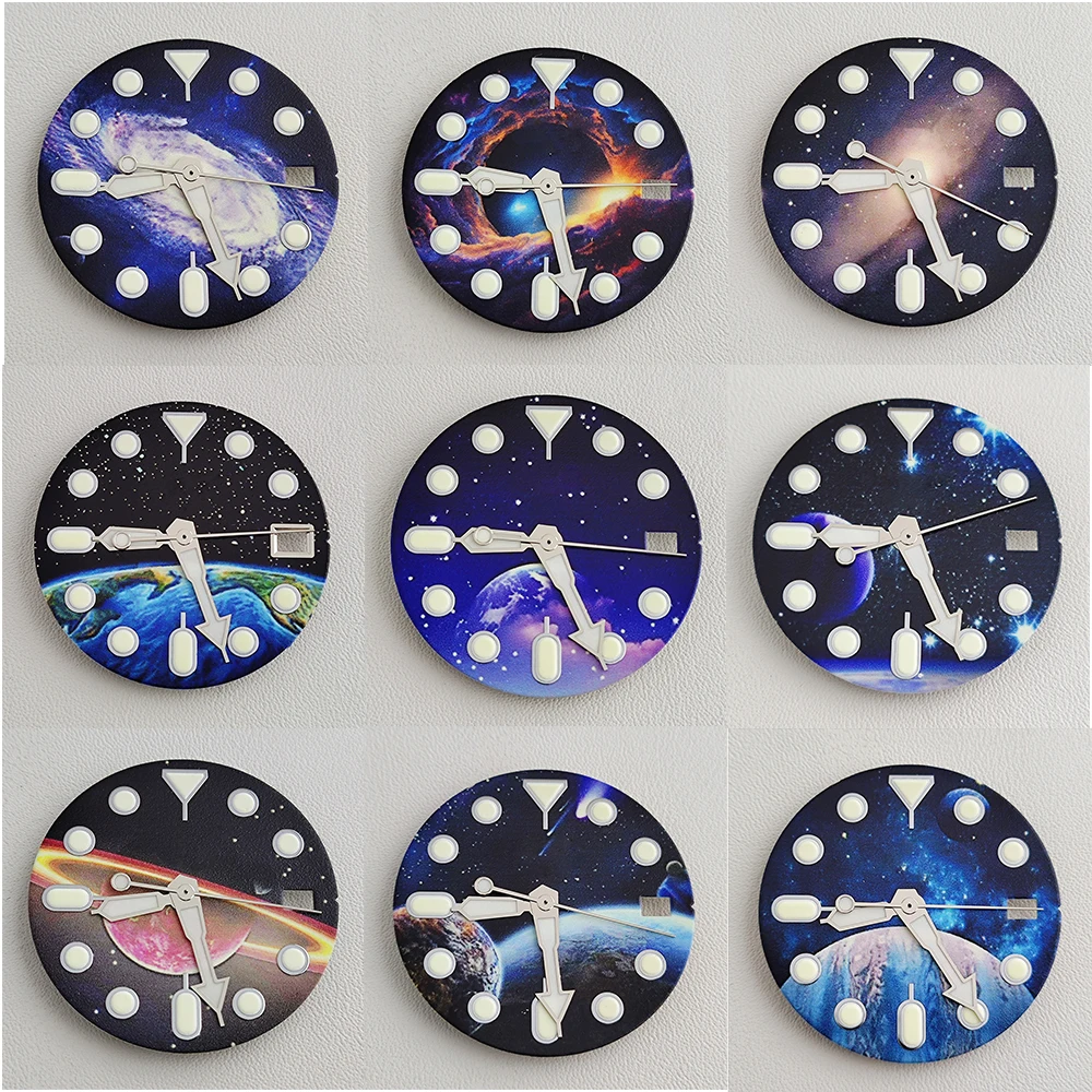 

Циферблат NH35 28,5 мм, циферблат NH36, циферблат со звездным свечением, зеленый светящийся циферблат, подходит для NH35/36/4R, аксессуары для часов