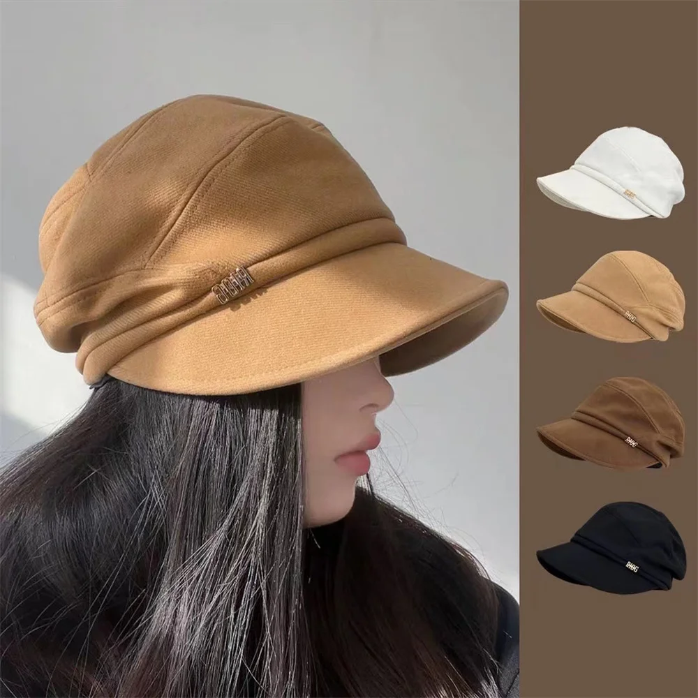 

Women Newsboy Cabbie Beret Cap Plush Warm Thick Caps Hat Painter Casual Leisure Winter Autumn Soft Brim Pile Hat Vintage Beret