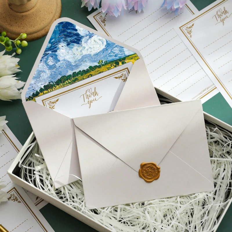 Exquisite Vintage Envelopes Classic Van Gogh Oil Painting and Plant Artistic Envelopes for Letters Wedding Invitation 6pcs/set mailing envelopes mailing bags
