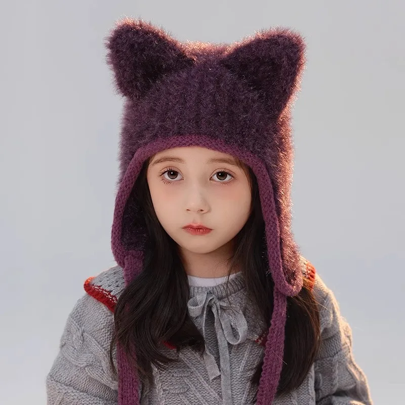 Children's Plush Beanie Hats for Girls and Boys New Autumn/Winter Collection Warm Knitted Beanie Hats for Babies