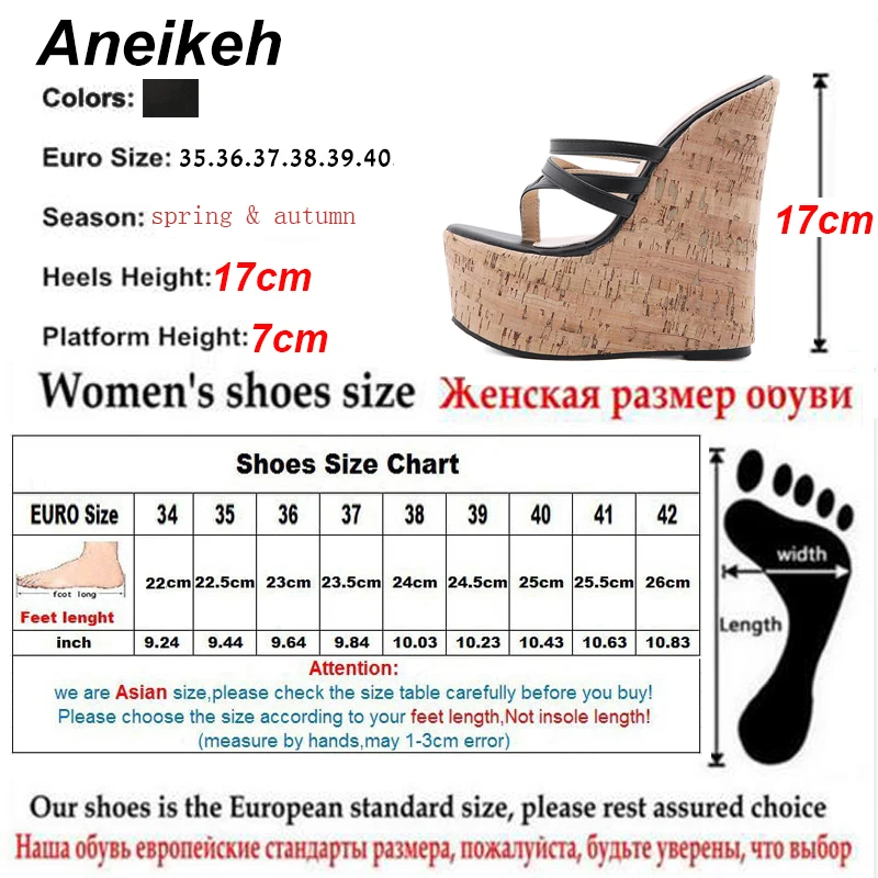 Aneikeh 2025 여름 웨지 플랫폼 하이힐 패션 슬립 온 로마 좁은 밴드 파티 신발, 섹시한 여성 슬리퍼