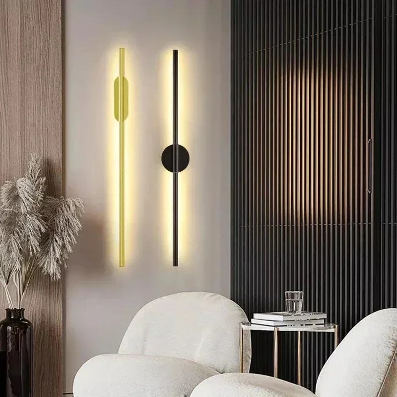 미니멀리스트 롱 스트립 LED 벽 램프 벽 조명 장식, 침실 머리맡 소파 배경 복도 인테리어 LED 벽 스콘스