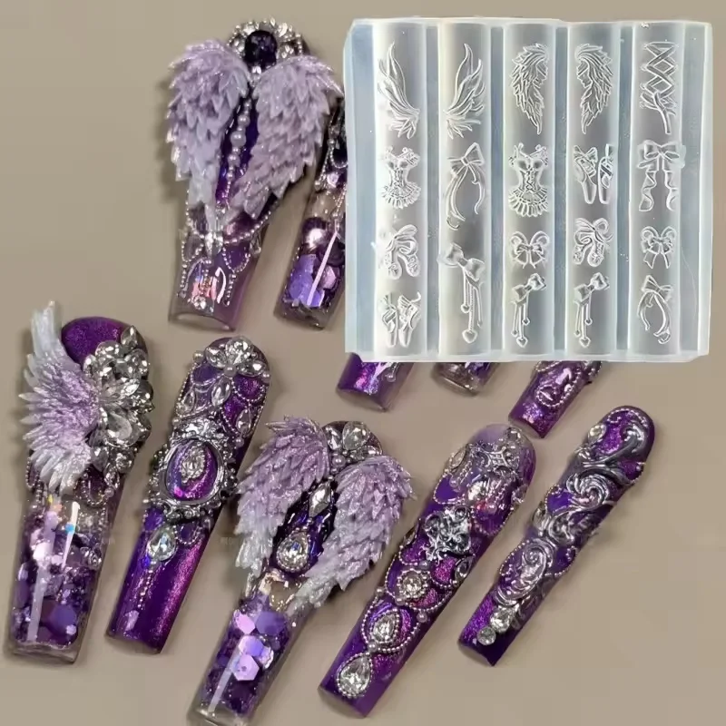 1 Pc 귀여운 실리콘 네일 아트 원래 금형 날개 발레 Bowknot 체리 크리 에..