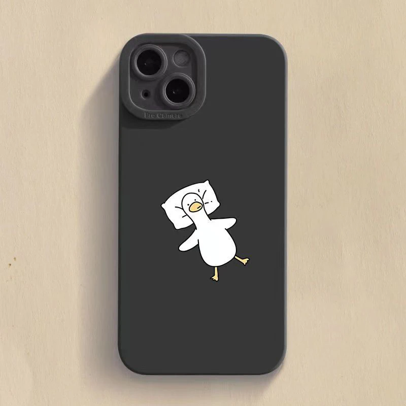 thumbnail image 1 of Cute Cartoon Lying Flat Duck Phone Case For iPhone 15 Pro Max 11 12 Mini 13 14 Pro Max X XS XR 7 8 14 15Plus Soft Silicone Cover, 1 of 5