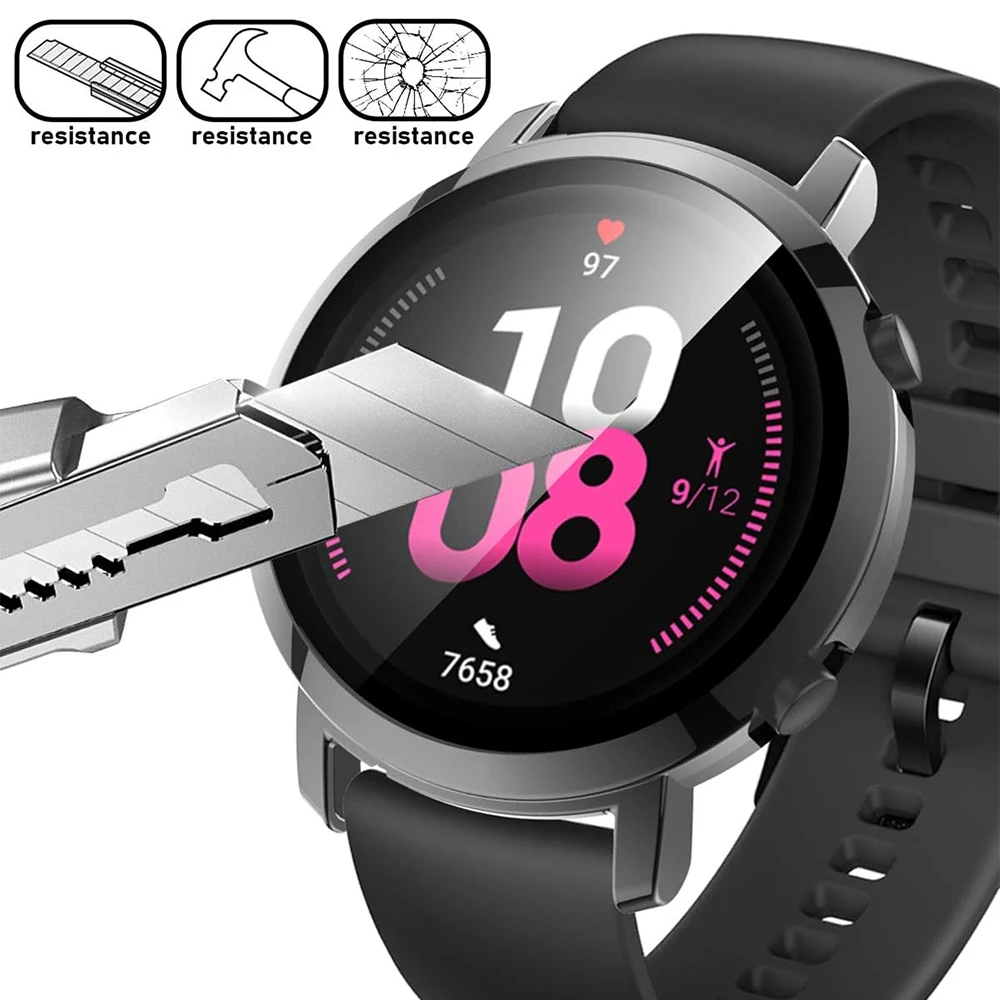 Premium Tempered Glass Watch Case with Full Coverage Bumper Screen Protector