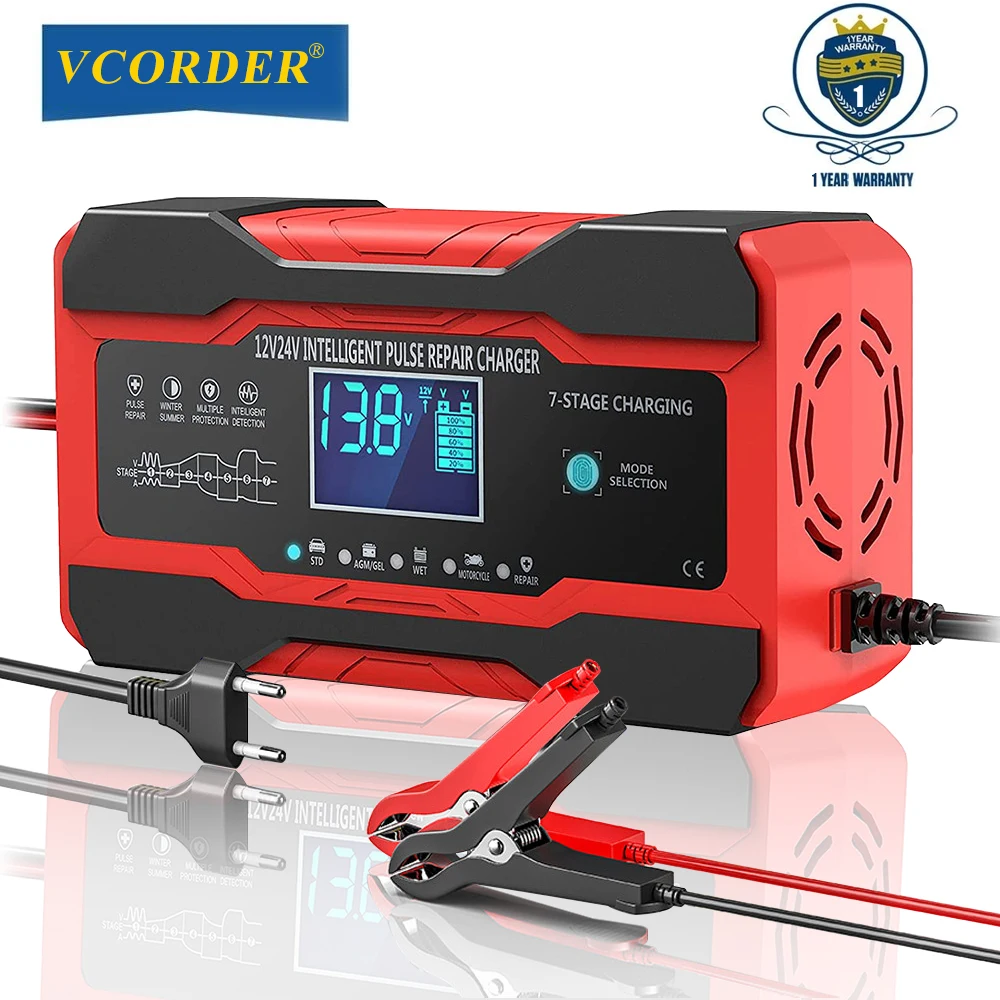 12v 10a/24v 5a Fully Automatic Car Battery Charger 7stage Fast