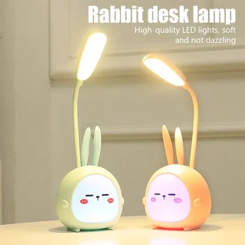 귀여운 만화 LED 책상 램프, USB 충전, 눈 보호, 다채로운 야간 조명, 학생 공부 독서, 침실 침대 옆 램프
