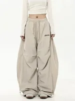 Retro Y2K Hip Hop Streetwear Casual Chic Matching Sweatpant Oversize Women's Wide Leg Pant Low Waist Drawstring Lady Cargo Pants - Image 5