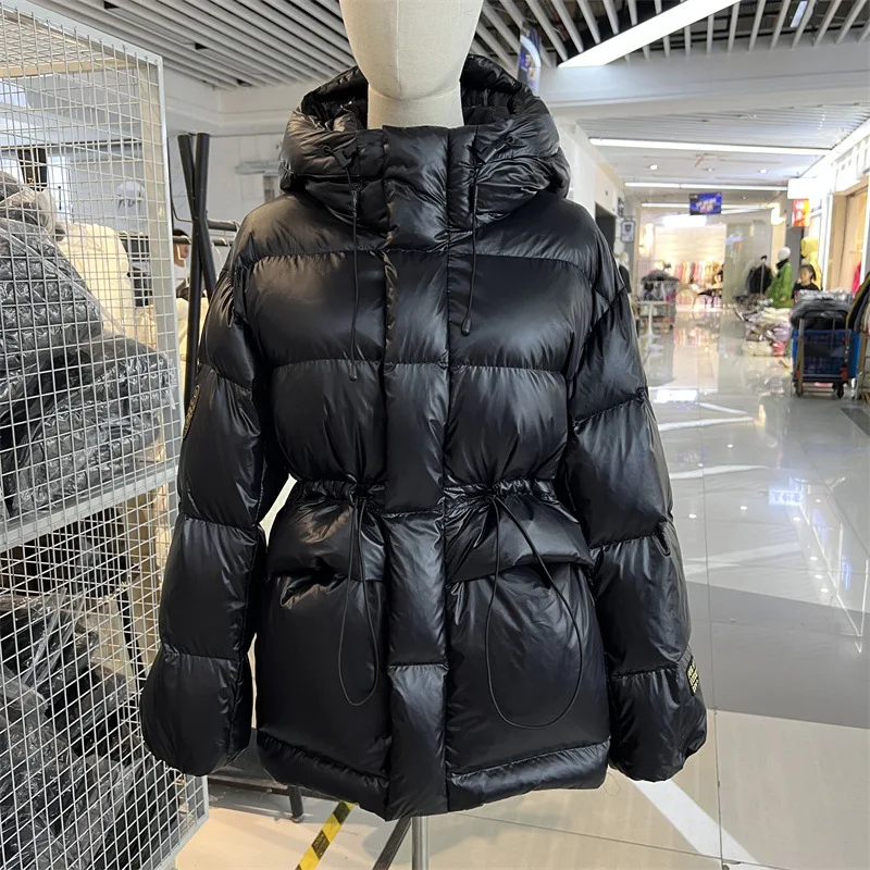 

Loehsao Brand 2023 Autumn Winter Short Coat Casual Hooded Collar 90% White Duck Down Women Jacket Thick Zipper Women's Parkas