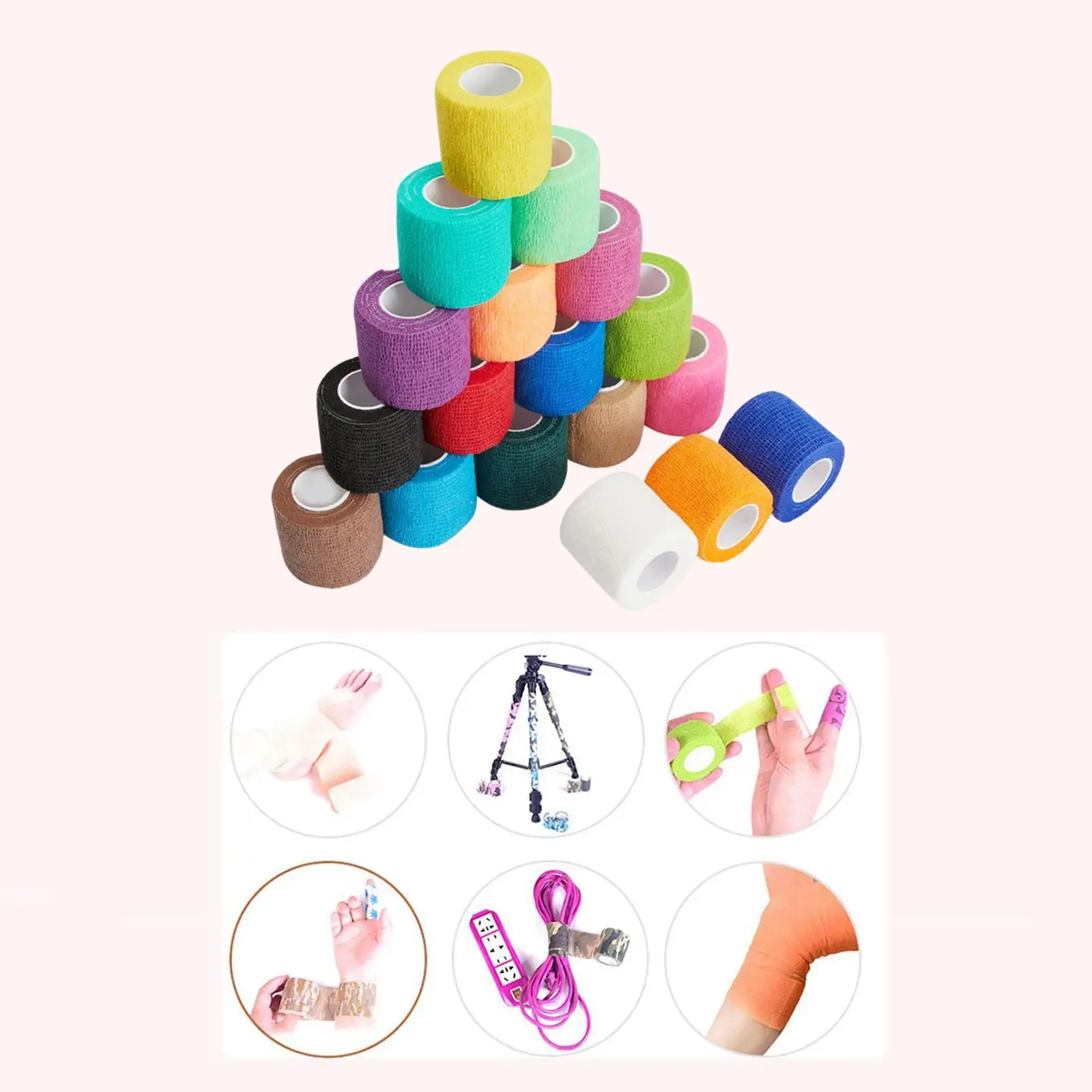 18x 1in Self Adhesive Bandage Vet Tape Cohesive Wrap Stretch Band Guard