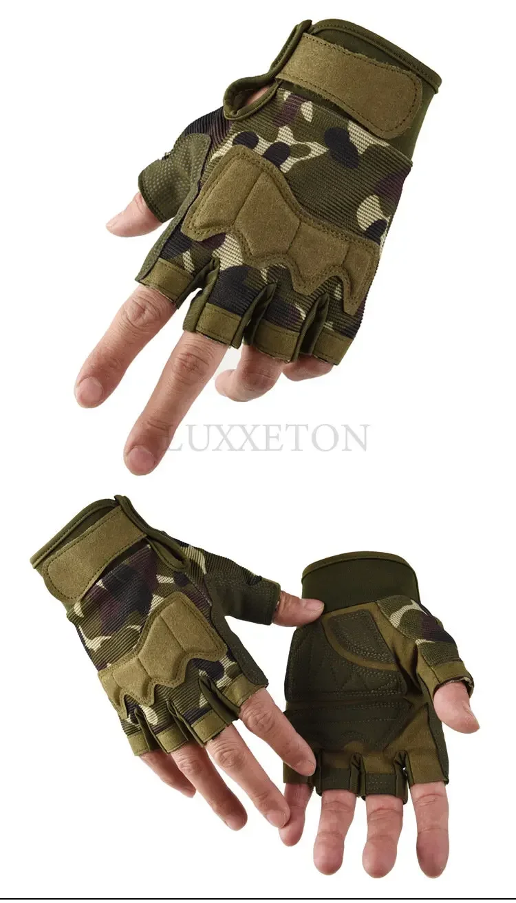 Camouflage Shooting Fingerless Gloves Bike Motocycle Cycling Gloves Plus Size M-XL Men Hot