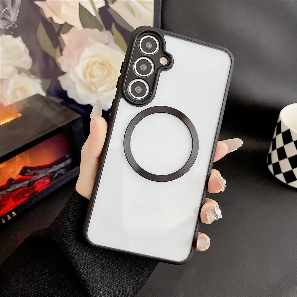 MagSafe-Compatible Clear Armor Magnetic Wireless Charging Phone Case with Hard Acrylic Cover