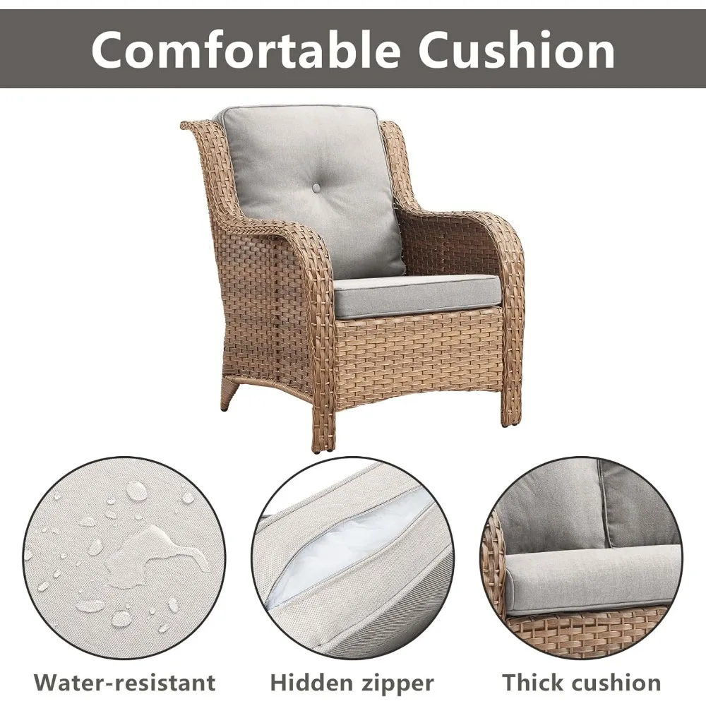 Patio Furniture Chairs Outdoor Chair High Back and Deep Seating for Deck Porch Balcony Backyard, Garden Sofas 5