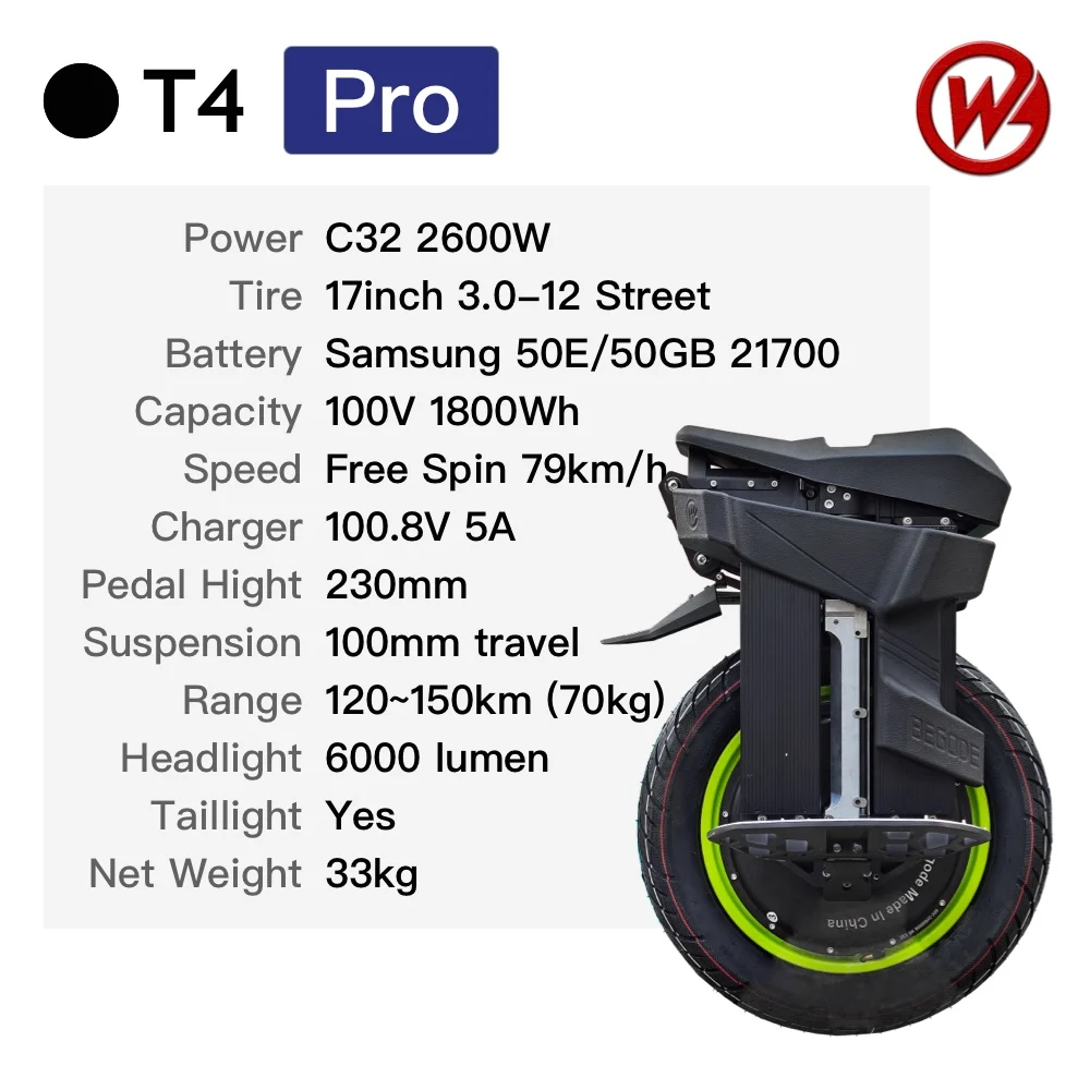 BEGODE T4 Pro دراجة أحادية كهربائية 2600 واط قوة 1...