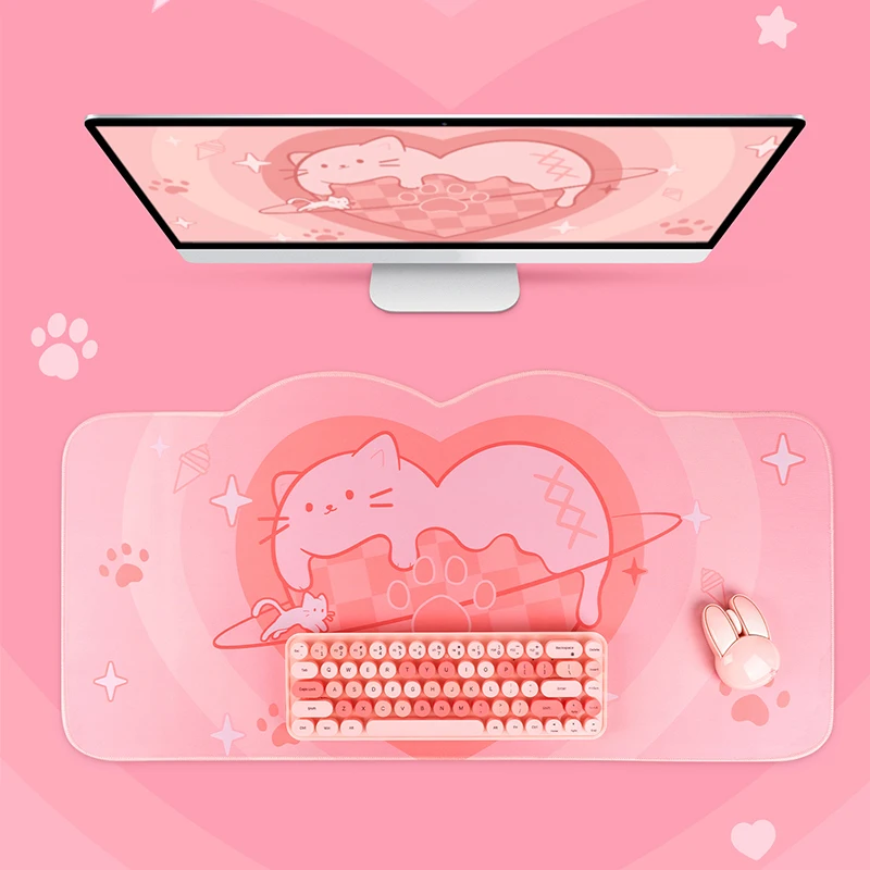 Extra Large Kawaii Gaming Mouse Pad Cute Pink Cat XXL Big Desk Mat Water Proof Nonslip Laptop Desk Accessories kawaii extra large gaming mouse pad cute pink sakura cat xxl big desk mat water proof nonslip laptop computer keyboard desk mat