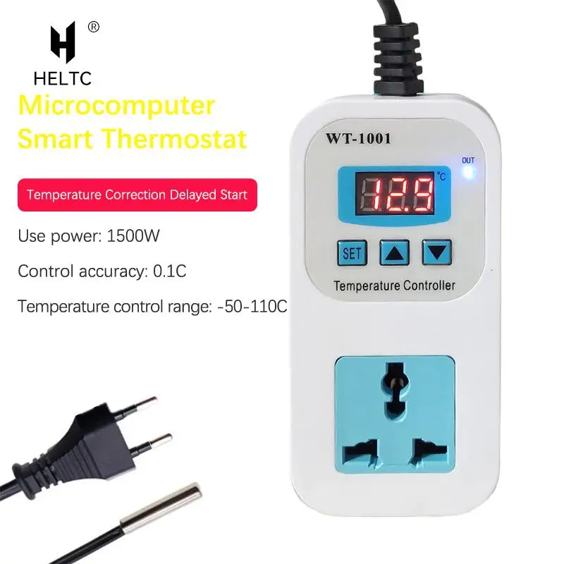 

WT-1001 Digital LED Temperature Controller Thermostat Thermoregulator 220V Incubator Temp Thermostat with Control Switch Probe