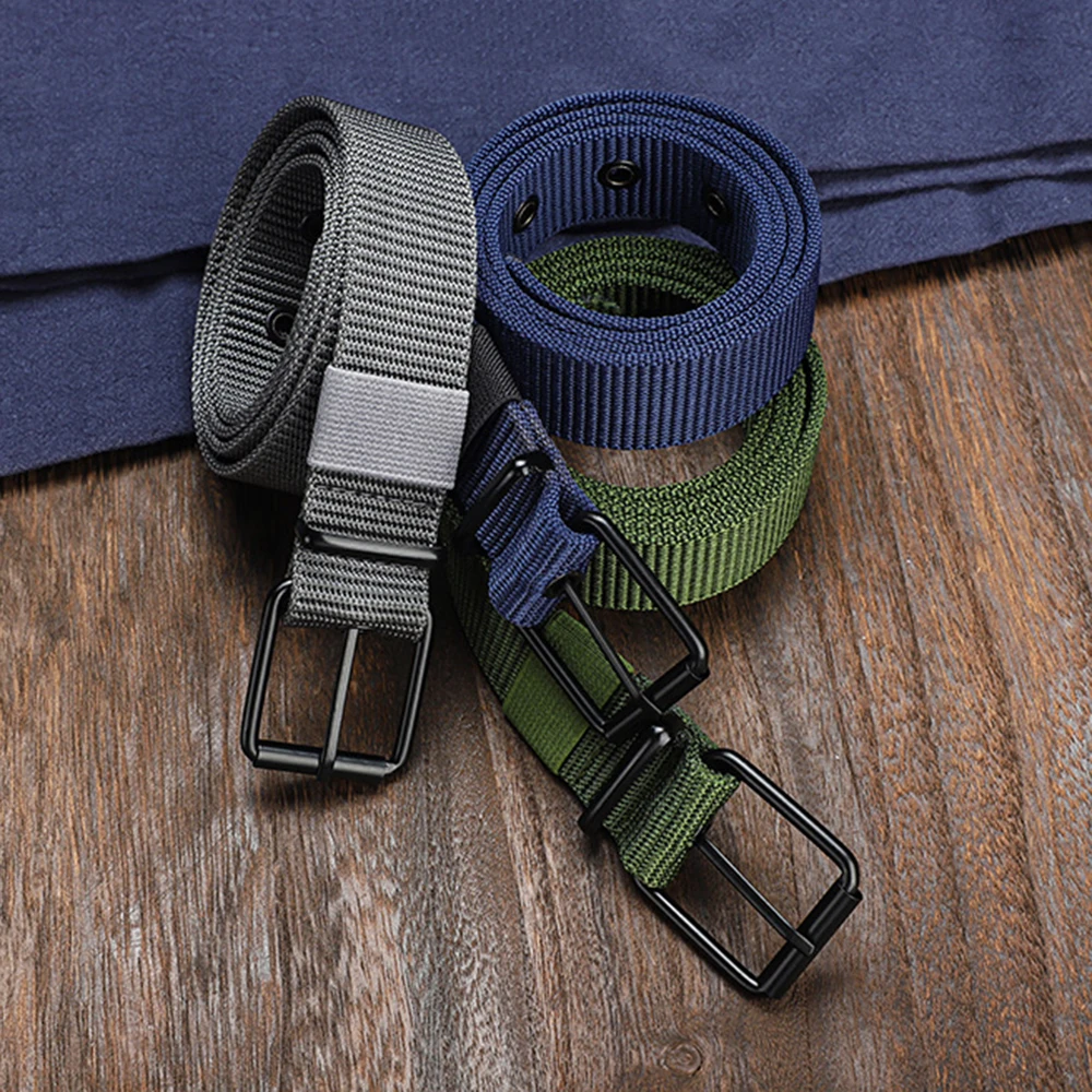 Multi-hole Canvas Belts Braided Belt Pin Buckle Belt Casual Jeans Waistband