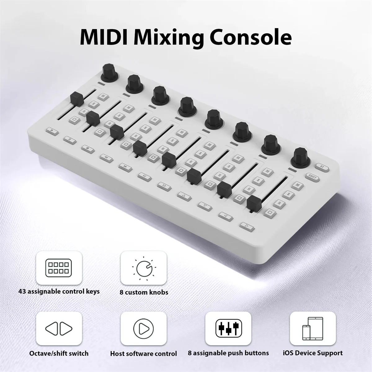 Wireless MIDI Controller Mixing Console BT Connection Battery Type-C Supply USB For Windows/Mac/Ios/Android
