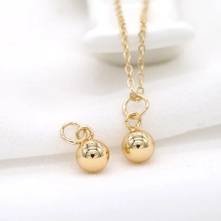 5MM 6MM 14K 샴페인 골드 컬러 도금 황동 볼 참 펜던트, 고품질 Diy 쥬얼리 액세서리