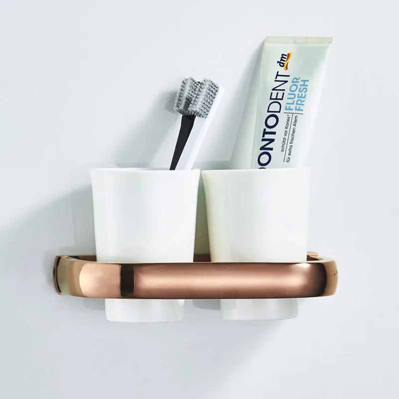 Rose gold toothbrush holder Rustle Cup Toothbrush set Double rustle cup toothbrush holder