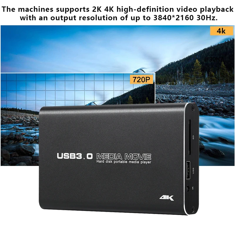 Media Player 4K USB3.0 HDD Media Player Full HD H.265 Media Player Center with Auto Play For USB OTG SD AV TV AVI RMVB RM PPT SPDIF USB Hard