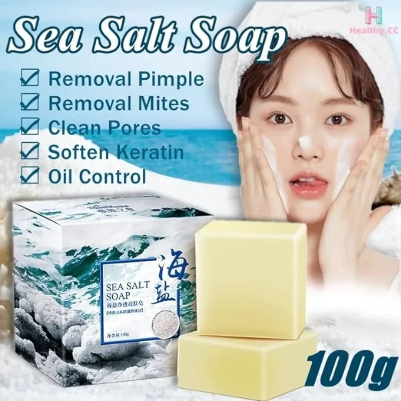 Premium Natural Sea Salt Soap with Goat Milk Gentle, Exfoliating Acne Deeply Clean Problem Skin, Body/Face/Hand Wash Skincare