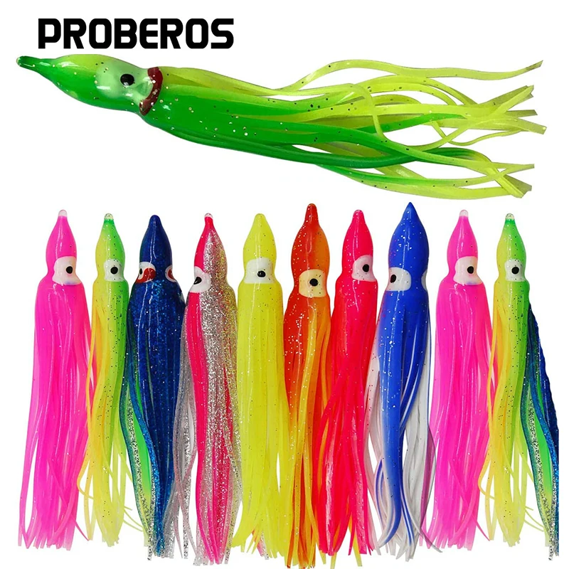 Lotto 50 Esche Soft Plastic Gomma – Calamari, Polpo, Hoochies Per Pesca