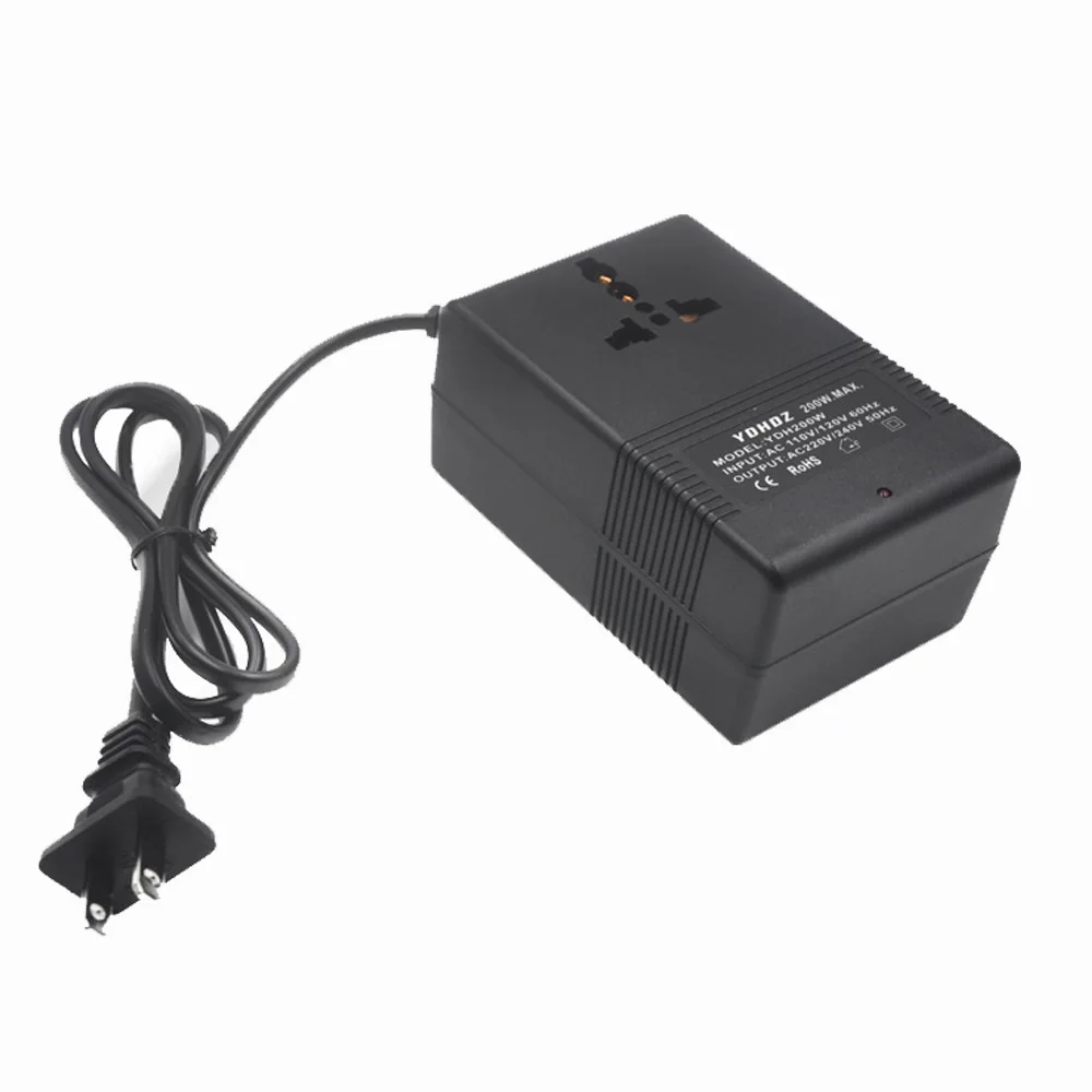 Convertidor de voltaje elevador de viaje 110V a 220V Transformador 200W  para viajes internacionales a países AC 220V/240V, EURO UK Australia Asia