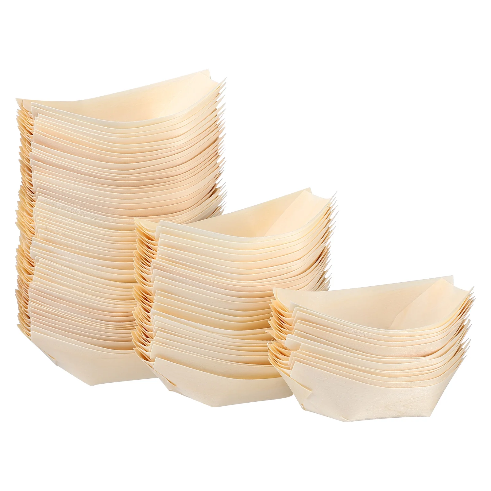 100pcs/Pack Disposable Sushi Trays Boats Plates Trays Disposable Sushi Wood Boat Natural Pine Wood Serving Boat Party Supplies