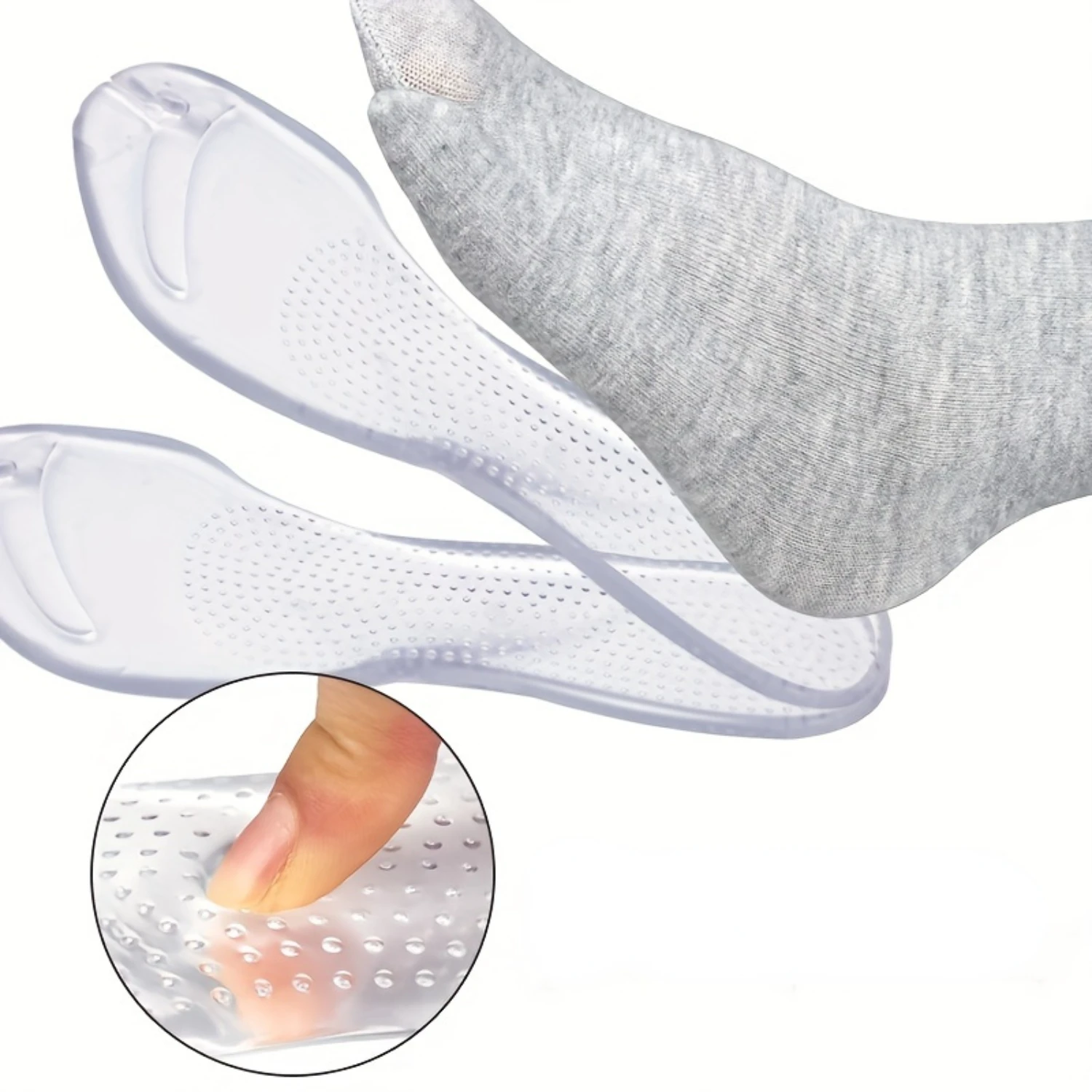 2pairs Gel Arch Support Cushion Insoles, Adhesive Silicone Flip Flop Thong Inserts, Slim Inserts, Anti-Slip Shock Absorption In