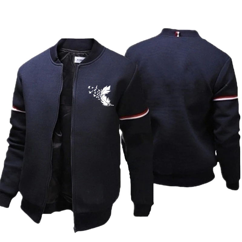 Fashion trend printed slim fit sports zipper jacket casual outdoor short fashion men's solid color cardigan jacket