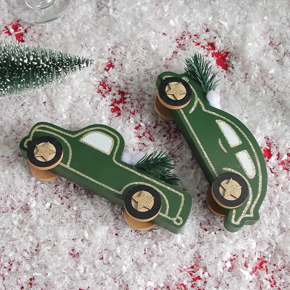 

High-quality Materials Ornament Festive Centerpiece Ornament Charming Wooden Shiny Car Ornaments for Festive Desk Decor Small