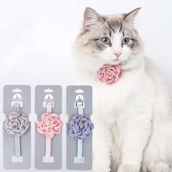 조정 가능한 활 넥타이 고양이 꽃 목걸이, 안전 단추 넥타이 목걸이, 강아지와 고양이 선물, 애완 동물 액세서리